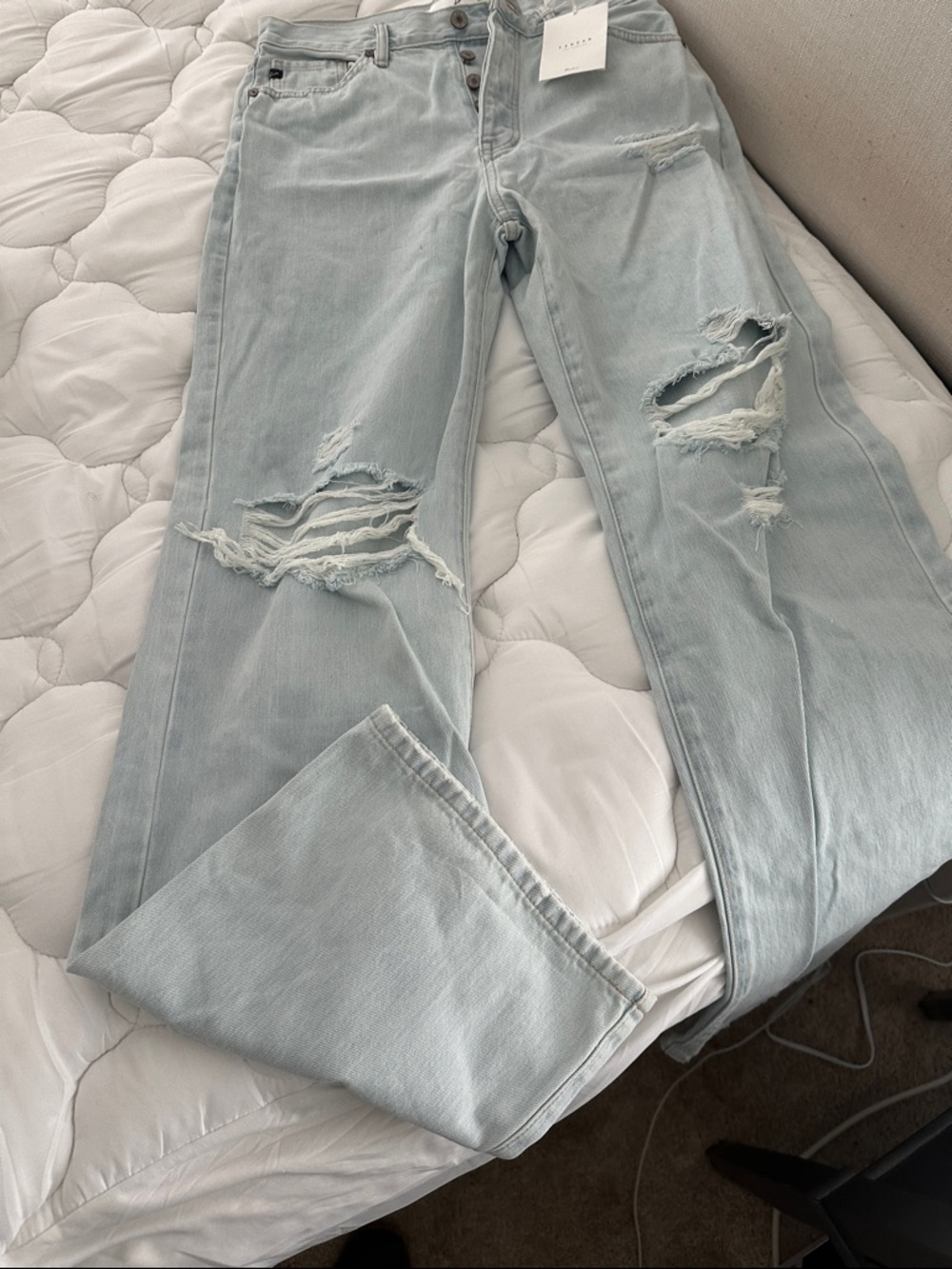 KanCan Light Blue Ripped Straight Leg Jeans
